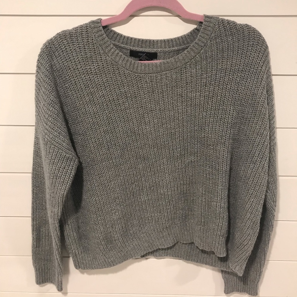FOREVER 21 | Comfy Cropped Grey Sweater